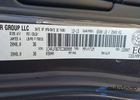 2014 Jeep Grand Cherokee Limited from USA, damaged, VIN 1C4RJFBG7EC389999